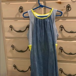 Denim patterned workout tank top